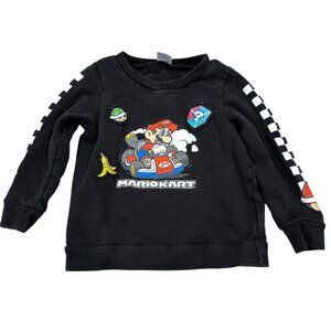 Universal Studios Japan Mario Kart Kids Sweatshirt Black Checkered 110/5